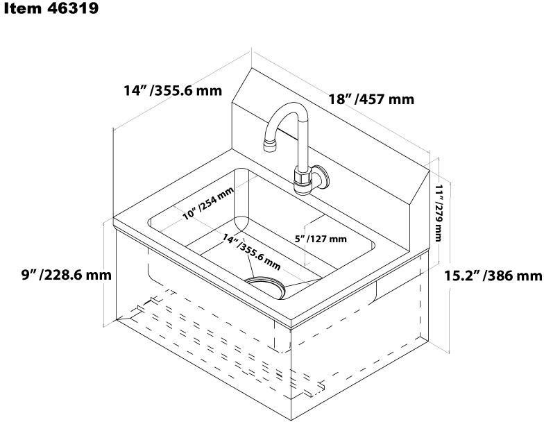 Omcan - Hand Sink with Knee Valve & Faucet - 46319