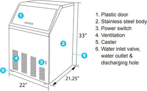 Omcan - Ice Maker with 15.98-kg (35.25 lbs.) Capacity - IC-CN-0016