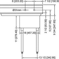 Omcan - Left Drain Board 18” x 18” x 11” Pot Sink with Center Drain - 43760