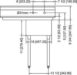 Omcan - Left Drain Board 18” x 18” x 11” Pot Sink with Corner Drain - 25247