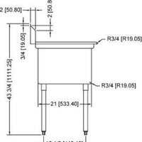 Omcan - Left Drain Board 18” x 21” x 14” Pot Sink with Center Drain - 43771