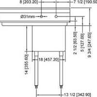 Omcan - Left Drain Board 18” x 21” x 14” Pot Sink with Center Drain - 43771