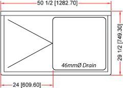 Omcan - Left Drain Board 24” x 24” x 14” Pot Sink with Center Drain - 41855