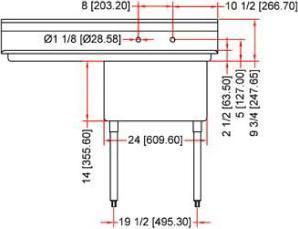 Omcan - Left Drain Board 24” x 24” x 14” Pot Sink with Corner Drain - 25253