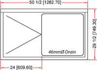 Omcan - Left Drain Board 24” x 24” x 14” Pot Sink with Corner Drain - 25253