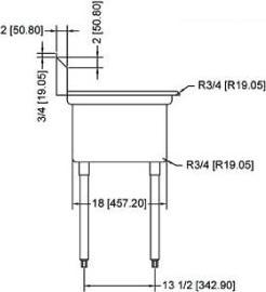 Omcan - No Drain Board 18” x 18” x 11” Pot Sink with Corner Drain - 22112