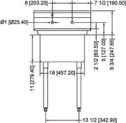 Omcan - No Drain Board 18” x 18” x 11” Pot Sink with Corner Drain - 22112