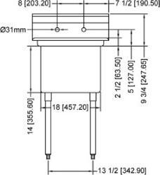 Omcan - No Drain Board 18” x 21” x 14” Pot Sink with Center Drain - 43772
