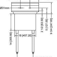 Omcan - No Drain Board 18” x 21” x 14” Pot Sink with Center Drain - 43772