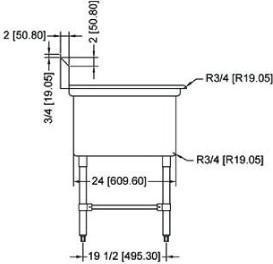 Omcan - No Drain Board 24” x 24” x 14” Pot Sink with Corner Drain - 22118