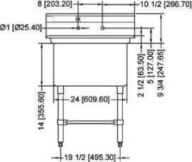 Omcan - No Drain Board 24” x 24” x 14” Pot Sink with Corner Drain - 22118