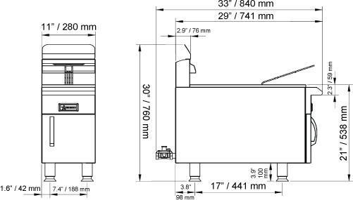Omcan - Propane Fryer with 15 lb Capacity - CE-CN-UR-CF15-LP