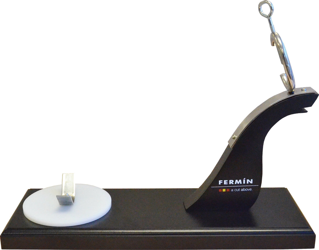 Omcan - Prosciutto/Ham Holder with Black Lacquered Wood Base - 41229