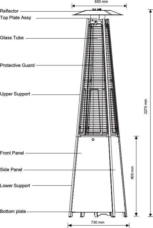 Omcan - Pyramid-Style Patio Heater with Stainless Steel Body - PH-CN-2270-S