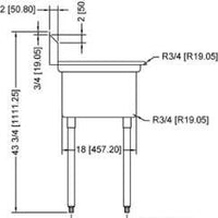 Omcan - Right Drain Board 18” x 18” x 11” Pot Sink with Corner Drain - 25248