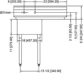 Omcan - Right Drain Board 18” x 18” x 11” Pot Sink with Corner Drain - 25248