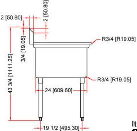 Omcan - Right Drain Board 24” x 24” x 14” Pot Sink with Center Drain - 43784
