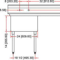 Omcan - Right Drain Board 24” x 24” x 14” Pot Sink with Center Drain - 43784