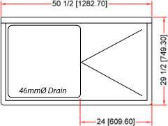 Omcan - Right Drain Board 24” x 24” x 14” Pot Sink with Center Drain - 43784
