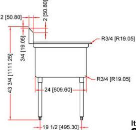 Omcan - Right Drain Board 24” x 24” x 14” Pot Sink with Corner Drain - 25254