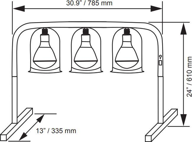 Omcan - Three-Bulb Freestanding Heat Lamp - FW-CN-0825