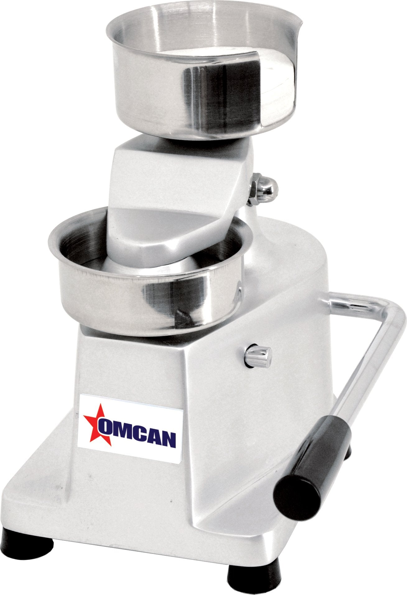 Omcan - Top-Down 5.2" Patty Maker with Rear-Mounted Paper Holder - 21573