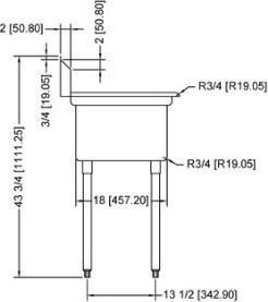 Omcan - Two Drain Boards 18” x 18” x 11” Pot Sink with Corner Drain - 25249