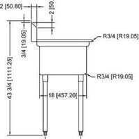 Omcan - Two Drain Boards 18” x 18” x 11” Pot Sink with Corner Drain - 25249