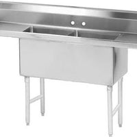 Omcan - Two Drain Boards 18” x 18” x 11” Two Tub Sink with Corner Drain - 25252