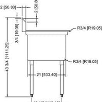 Omcan - Two Drain Boards 18” x 21” x 14” Pot Sink with Center Drain - 43774
