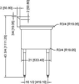 Omcan - Two Drain Boards 18” x 21” x 14” Pot Sink with Corner Drain - 25265