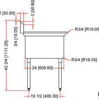 Omcan - Two Drain Boards 24” x 24” x 14” Pot Sink with Corner Drain - 25255