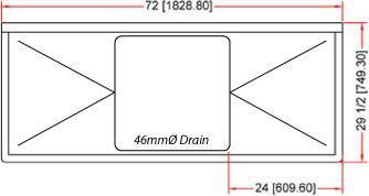 Omcan - Two Drain Boards 24” x 24” x 14” Pot Sink with Corner Drain - 25255