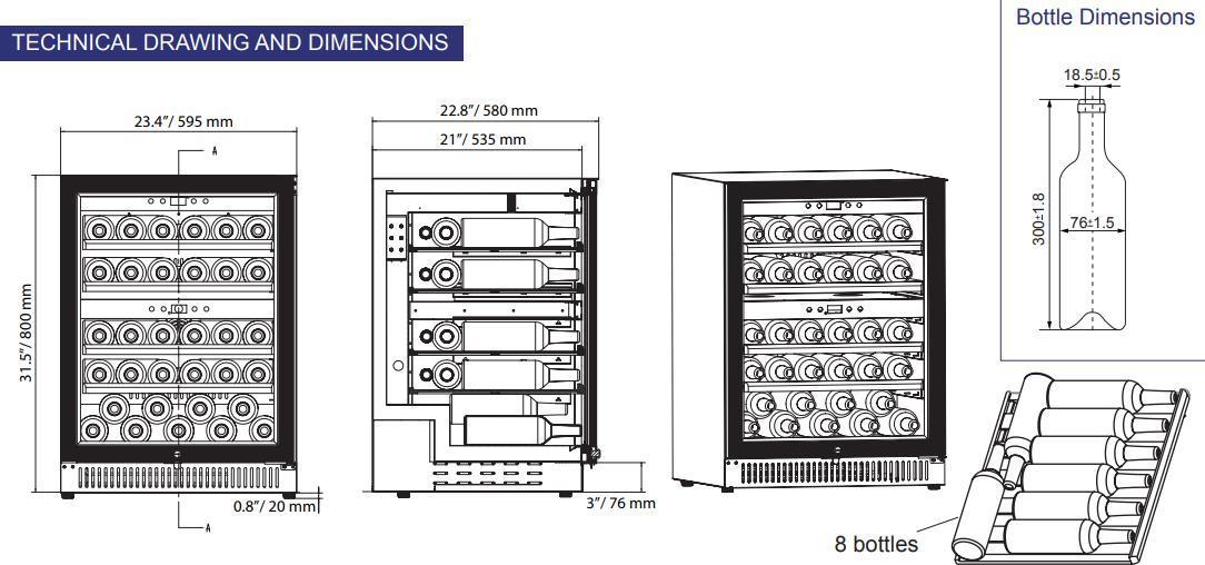 Omcan - Wine Cooler with Dual Zone & 40-Bottle Capacity - WC-CN-0040-D