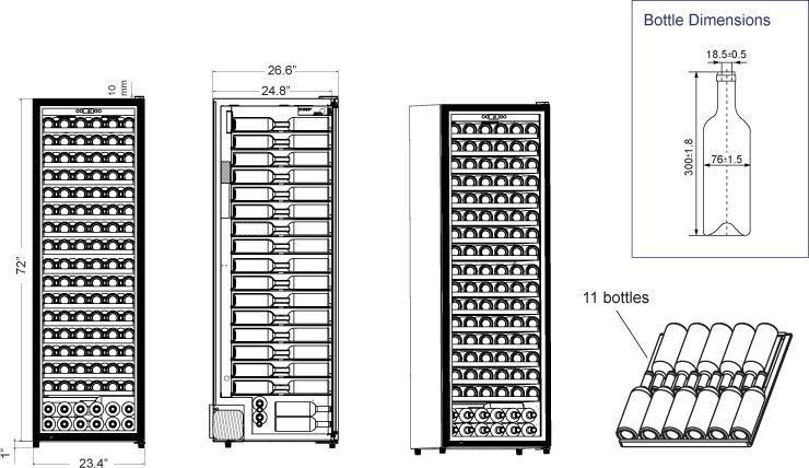 Omcan - Wine Cooler with Single Zone & 192-Bottle Capacity - WC-CN-0192-S
