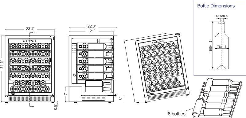 Omcan - Wine Cooler with Single Zone & 51-Bottle Capacity - WC-CN-0051-S