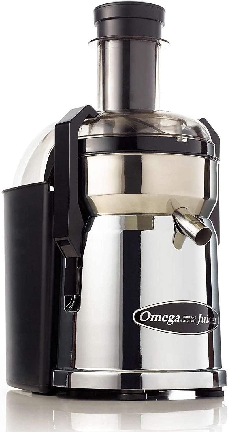 Omega - Wide Mouth Heavy-Duty Commercial Centrifugal Juicer Chrome - MMC500C