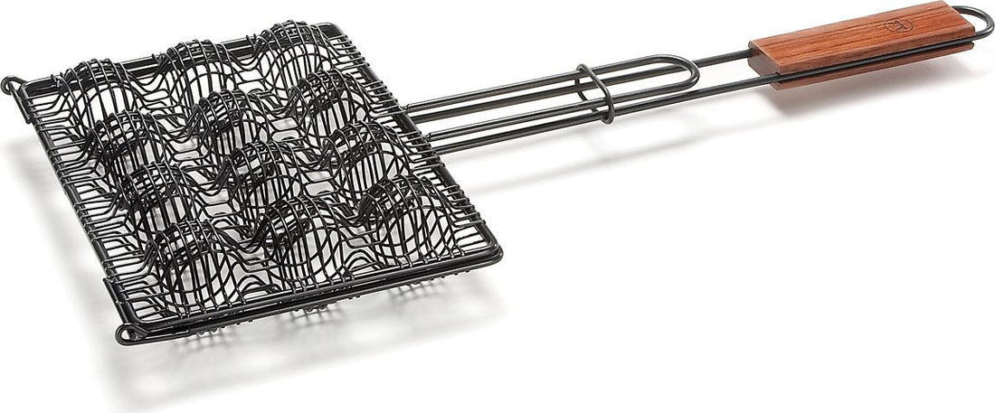 Outset - 20.5" Meatball Grilling Basket with Rosewood Handle - QD86