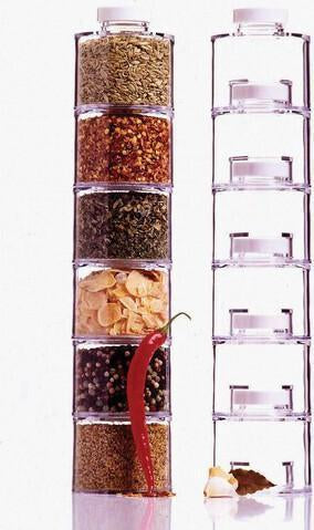 Prodyne - 13.75" Spice Tower Self-Stacking Spice Bottles (Set of 6) - 17454