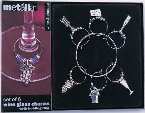 Prodyne - Wine & Cheese (Silver) Pewter Wine Glass Charms - 17483