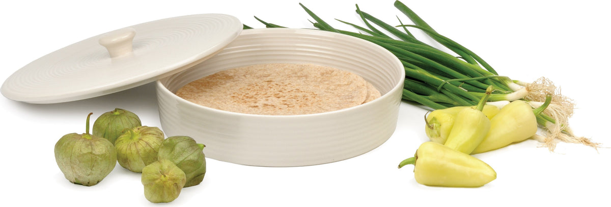 RSVP International - 10" White Stoneware Tortilla Warmer - MAIZ10W