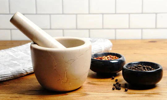 RSVP International - Beige Marble Mortar & Pestle - BGMP80