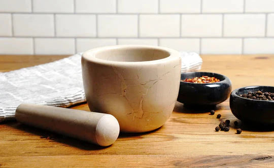 RSVP International - Beige Marble Mortar & Pestle - BGMP80