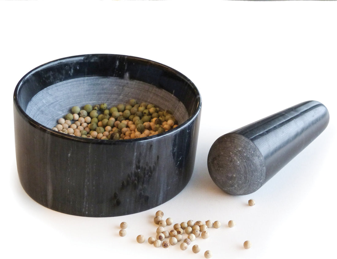 RSVP International - Black Marble Mortar & Pestle - MPBK