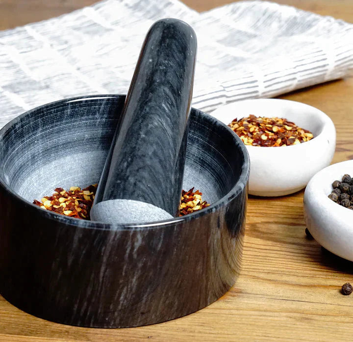 RSVP International - Black Marble Mortar & Pestle - MPBK