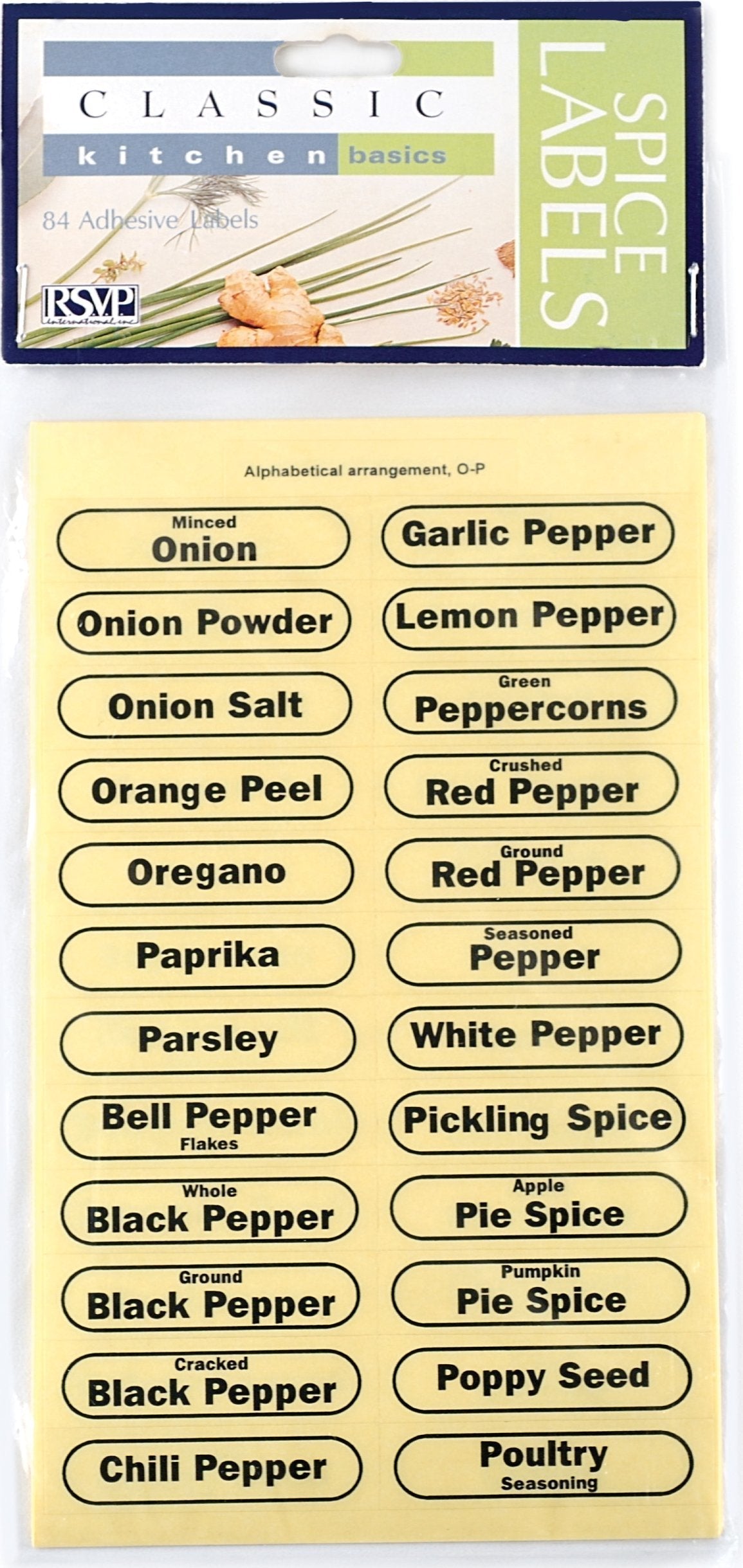 RSVP International - Clear Spice Labels - LABEL