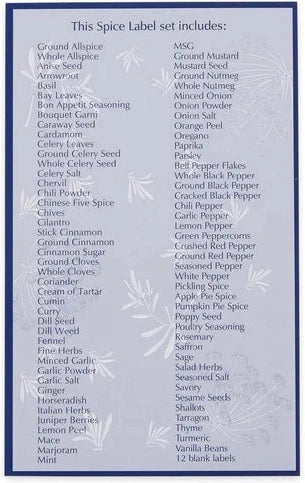 RSVP International - Clear Spice Labels - LABEL