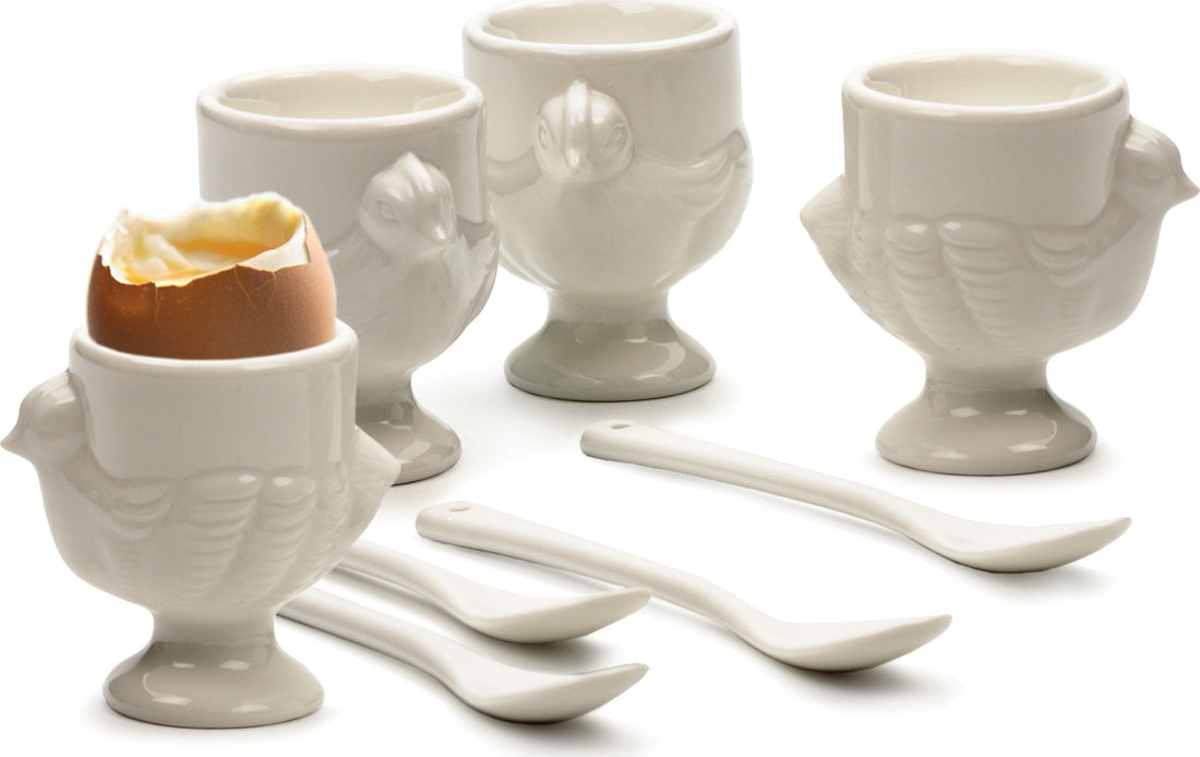 RSVP International - Porcelain Egg Cups & Spoons Set - NEST