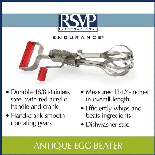 RSVP International - Red Endurance Antique Egg Beater - BEATRRD