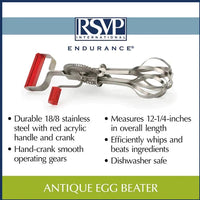 RSVP International - Red Endurance Antique Egg Beater - BEATRRD